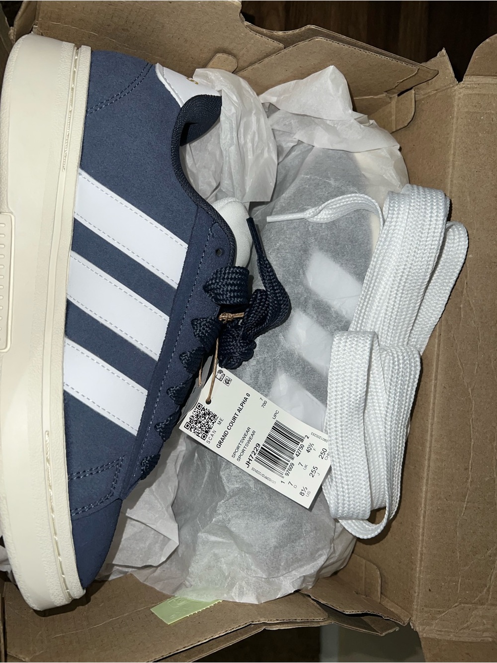 adidas Navy and White Low-Top Sneaker - Picture 2 of 3